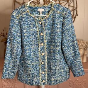 Susan Graver size 6 Blue and Yellow Tweed Jacket